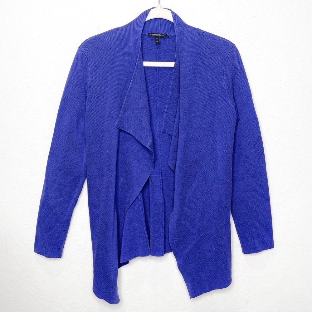 Eileen Fisher Violet Silk Cotton Blend Knit Open Cardigan Size XS